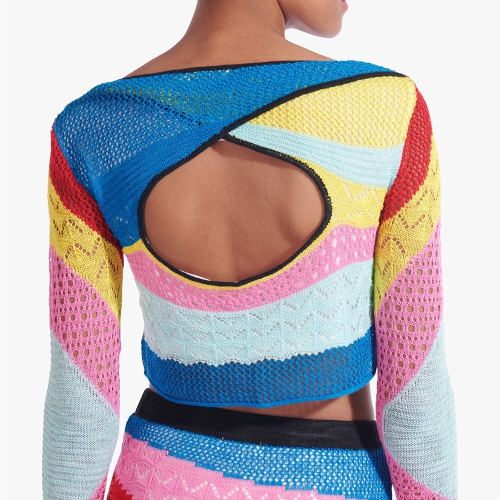 NWT Staud Rainbow Stripe Colorblock Sweater - Picture 7 of 9